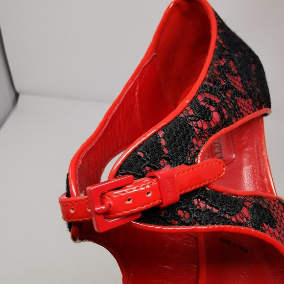 Cesare Paciotti Red Patent Lace Heels - Picture 10 of 14